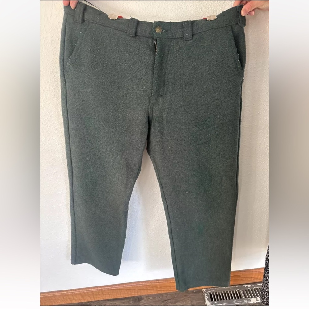 Men's Codet Green Heavy Wool Blend 214G Pants 36/38x30 Made in Canada GREAT COND